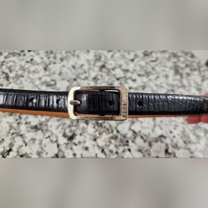 Lauren Ralph Lauren Black Croc-Embossed Belt